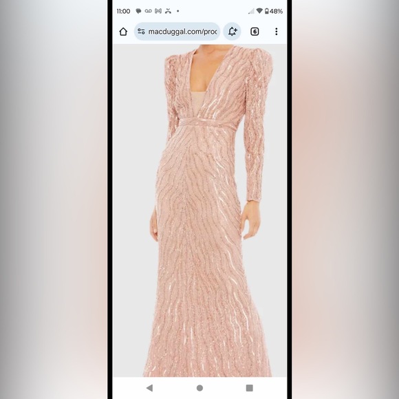 Mac Duggal Pink Sequin Long Sleeve Gown - Picture 1 of 4